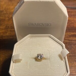 Swarovski Gold-Tone Ring with Sparkling Crystal